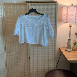 Anthropologie Pilcro WhiteLace Ruffle Crop Top Size M